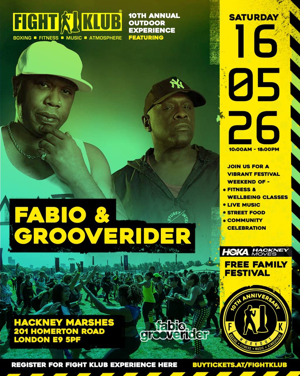 Fabio & Grooverider — Fight Klub 10th Annual Outdoor Experience, Saturday 16 May 2026